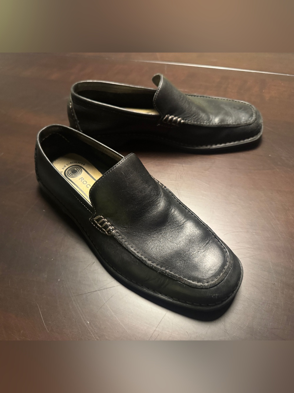 Rockport Black Leather Slip-On Loafers